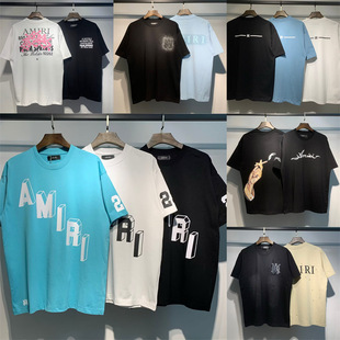 American Trendy Niche High Street Men and Women Couples Cotton Digital Printing Casual Round Neck Short-Sleeved Retro Loose T-Shirt