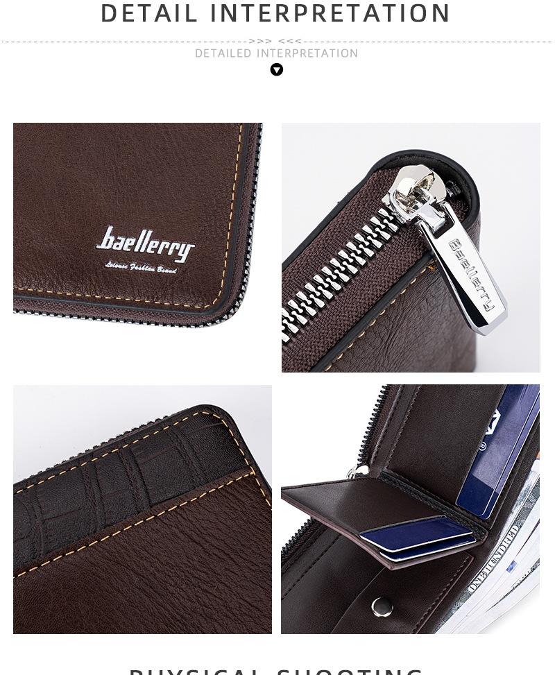 New Men's Short Wallet Retro Multi Slot Zipper Coin Purse Contrasting Color Card Bag_voghion.com