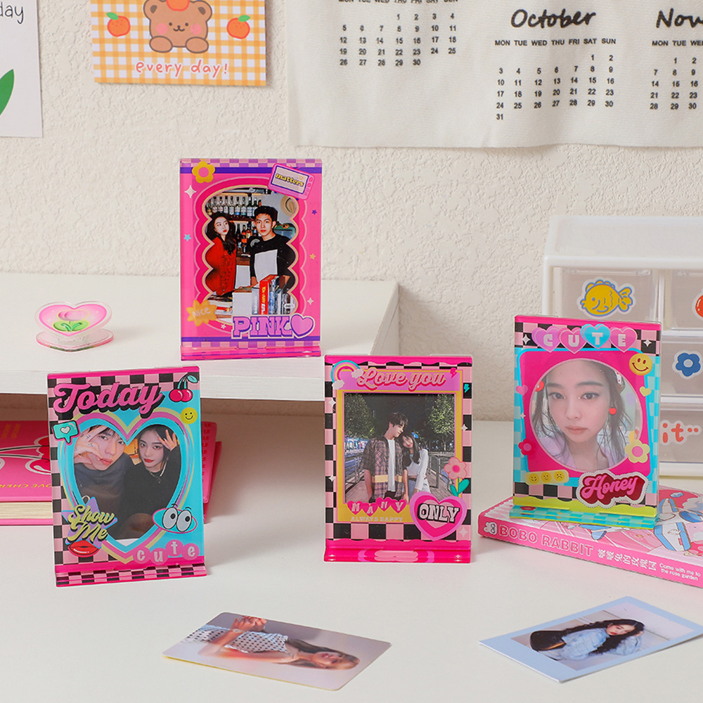 Acrylic 3-inch card stand photo display frame for cute girl, desktop display, star idol small card display frame