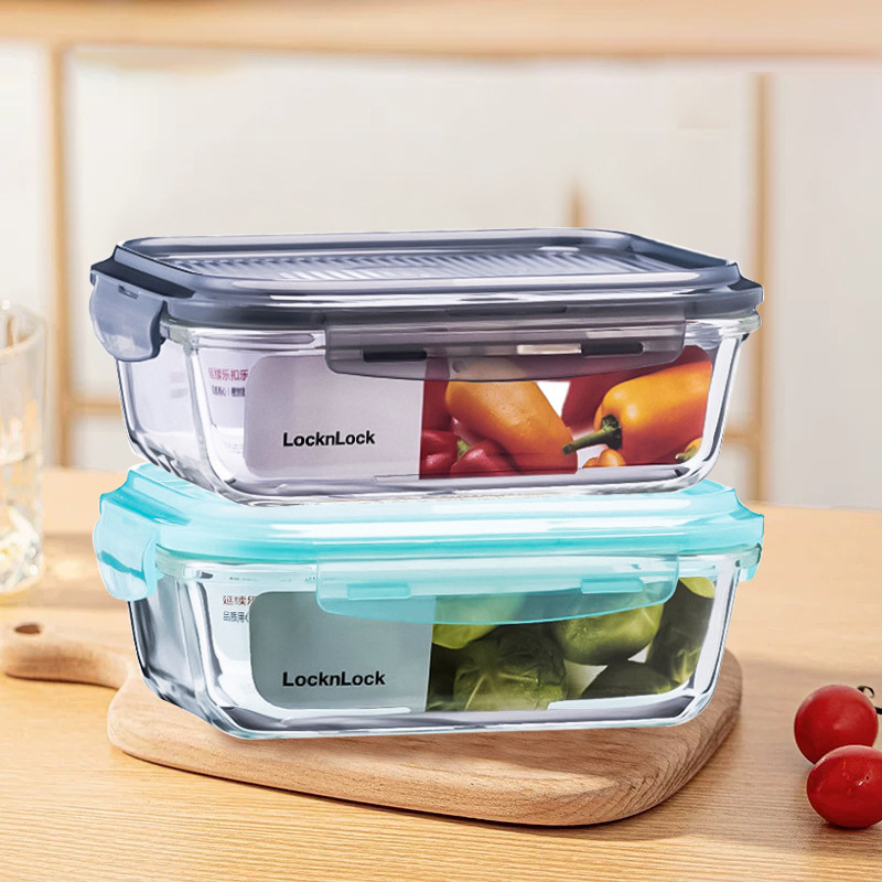 Le buckle glass lunch box heat-resistant fresh-keeping box genuine goods two-piece set suit microwave oven refrigerator storage sealed box gift
