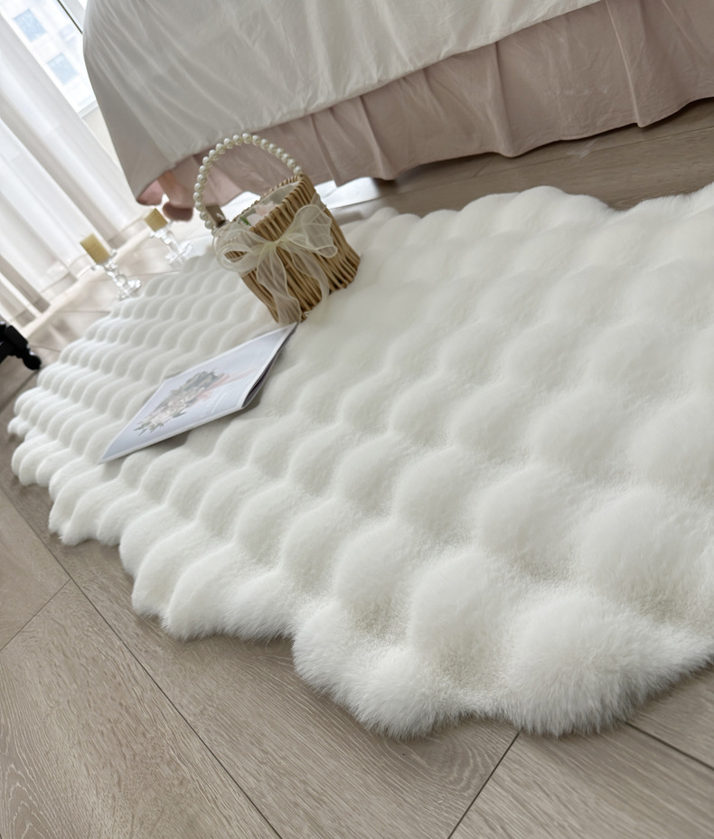 Imitation Rabbit Fur Bedroom Bedside Carpet Girl's Bedside Bubble Plush Floor Mat Bay Window Mat Living Room Coffee Table Sofa Cushion