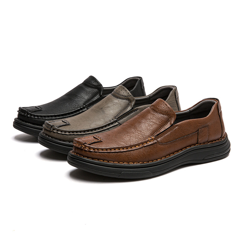 Zapatos de cuero transfronterizos otoño para hombres nuevos zapatos casuales de negocios de un pie suela blanda zapatos de papá de mediana edad y ancianos zapatos para hombres talla grande 46