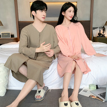 四季款式酒店睡袍拉链睡衣女连衣纯色睡裙情侣款加工定制家居服
