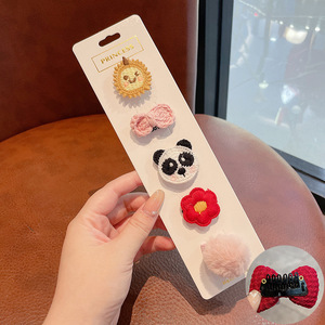 Hermosos clips de cabello de color para niños coreanos de alto nivel sensación de arco de niñas bolsa de tela no daña clips de cabello de bebé