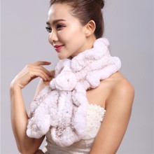 跨境货源獭兔毛围脖兔毛编织双荷叶边冬季木耳卷边皮草围巾批发