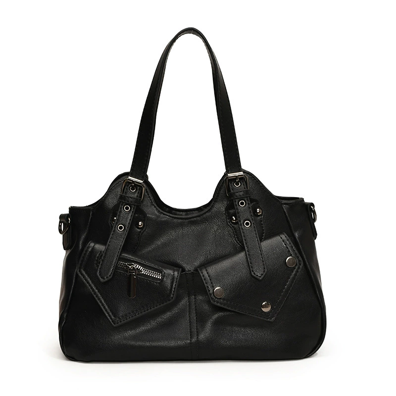 Retro shoulder bag, vintage-style faux leather, compact 24×13×12 cm, multiple colors