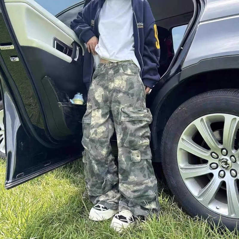 American Retro Casual Camouflage Loose Multi-Pocket Straight-Leg Design Wide-Leg Cargo Pants for Men 2025 Autumn New Style American Retro Casual Camouflage Loose Multi-Pocket Straight-Leg Design Wide-Leg Cargo Pants for Men 2025 Autumn New Style