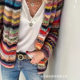 Cross-border Amazon Foreign Trade Loose Sunny Beach Playful Color Women's Printed Knitted Cardigan in stock