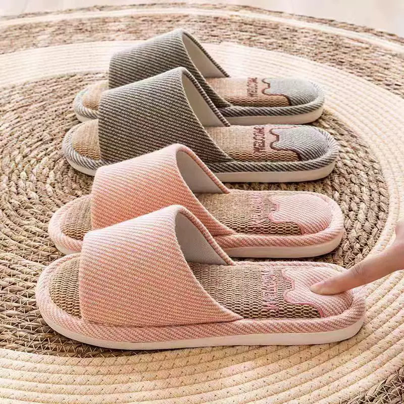 春秋家居防滑四季拖鞋情侣室内棉麻男女亚麻拖鞋客人待客棉布鞋