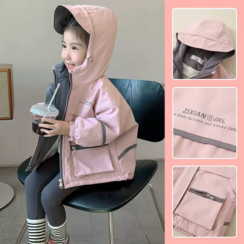 女童外套春秋款2025新款儿童冲锋衣洋气女孩韩版穿搭春装上衣童装