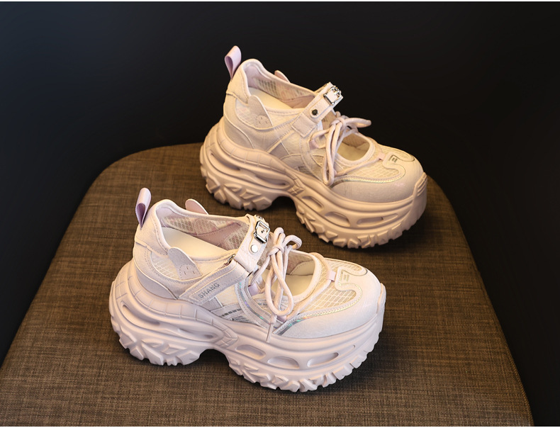 Giày sneaker nữ chunky đế dày lưới thoáng khí tăng chiều cao — màu tím chi tiết 5