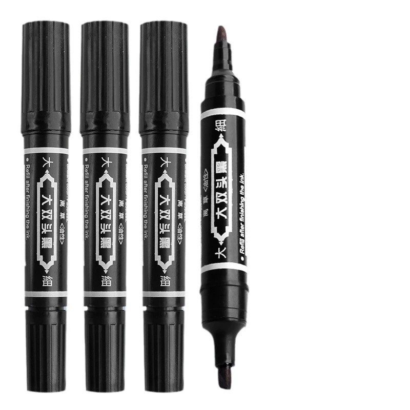 Waterproof marking pen oil -based big pen double -headed white board pen courier logistics with thick head black red blue wholesale