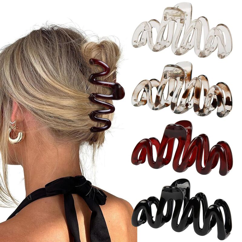 Amazonの人気ヘアクリップセット、シームレスな後頭部つや消し爪クリップ、長方形のサメクリップ、クロスボーダーヘアアクセサリー|undefined