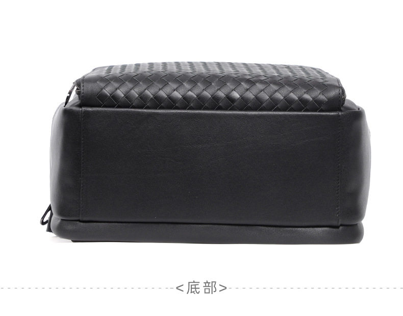Ba lô nam da bò thật dệt đan, ngăn đựng laptop 15,6 inch, dung tích lớn — Màu đen chi tiết 20