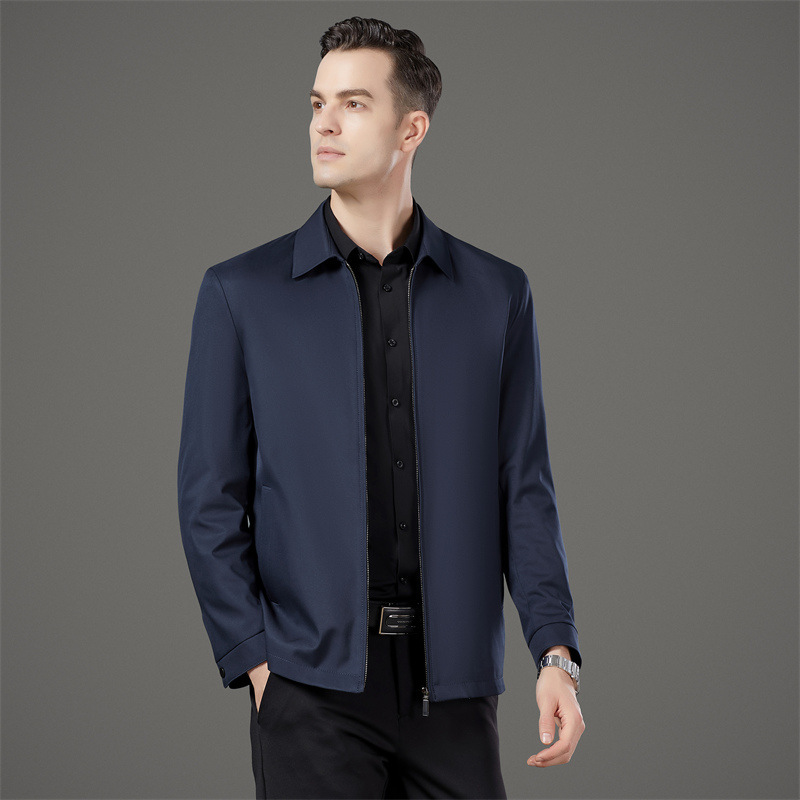Big Brand Men's Mulberry Silk Jacket 2025 New Loose Large Size No-Iron Business Casual Jacket for Middle-Aged Dads Big Brand Men's Mulberry Silk Jacket 2025 New Loose Large Size No-Iron Business Casual Jacket for Middle-Aged Dads