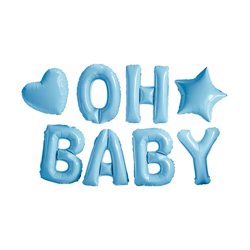 新款ins风16寸美版瘦体复古奶油白OH BABY字母生日装饰气球套餐|undefined