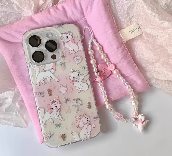 Rosa manchado lazo Mary cat para 15ProMax nuevo iPhone 14 Apple 13 funda para teléfono móvil 12 mujeres
