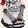 Striped lace leather buckle gloves