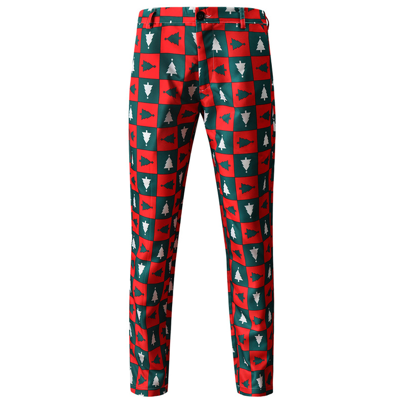 Autumn and Winter New Men's Trousers Large Size Christmas Printed Straight Casual Pants Youth Suit Trousers Export