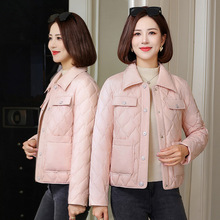 女士羽绒服女短款2025年新款轻薄款中年妈妈衬衫领冬装保暖外套潮
