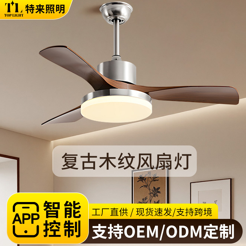 Ventilador de Techo con Luz de Hierro y ABS con Control Remoto para Sala de Estar y Comedor image 1