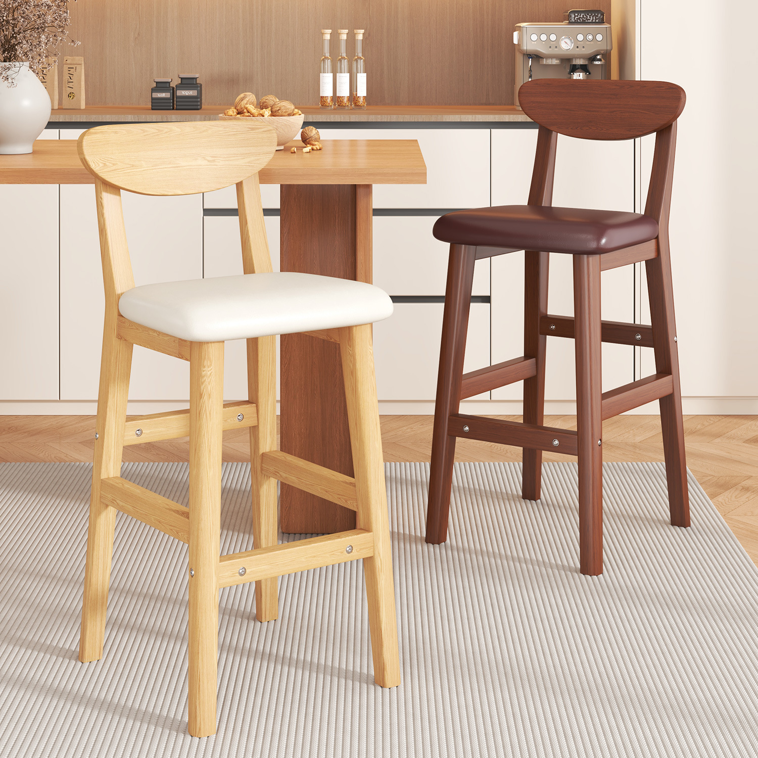 Bar Chair Solid Wood High Stool Bar Stool Home High Chair Cashier Island Dining Chair Backrest Dining Table High Chair