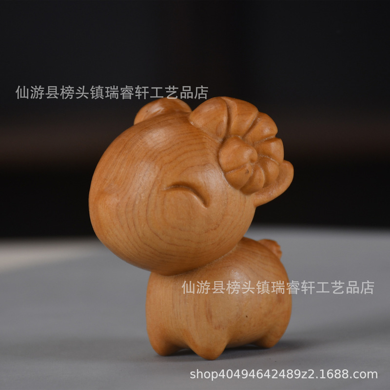 S8N 崖柏工艺品木雕十二生肖手把件全套挂件鼠牛景区网红款系可爱|undefined