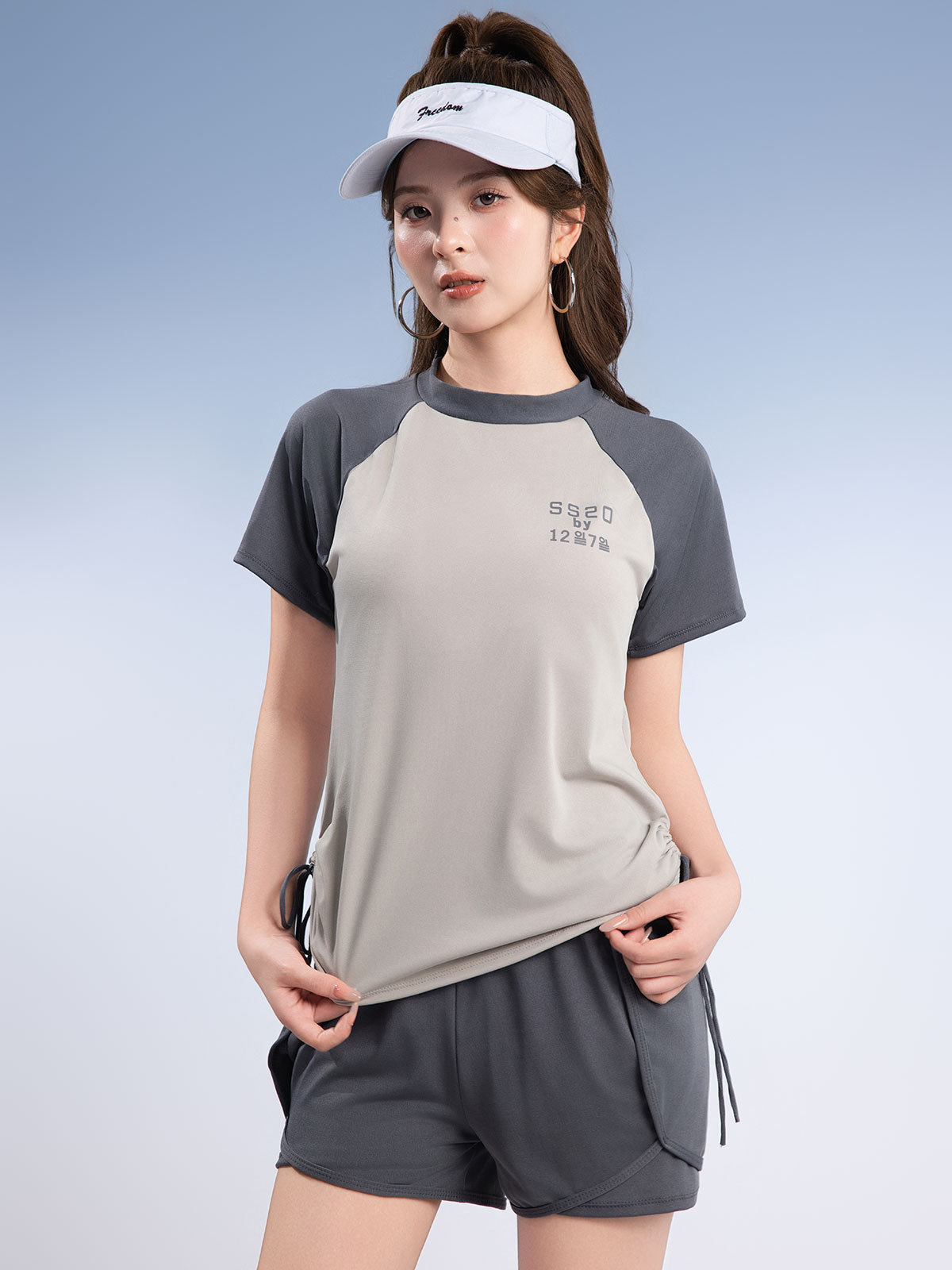 Traje de baño deportivo de talla grande para piscina femenina Pantalones cortos de manga corta conservadores divididos de mm gordos de dos piezas Traje de baño de 180 kg