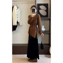 深圳南油一整套美拉德小洋装高级感小香风针织毛衣连衣裙套装秋冬