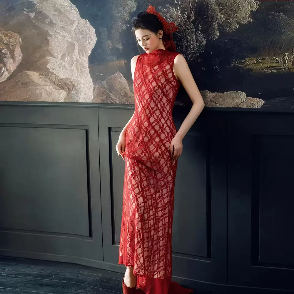 新中式订婚礼服旗袍新娘敬酒服高级无袖红色2026新款出阁礼服春季