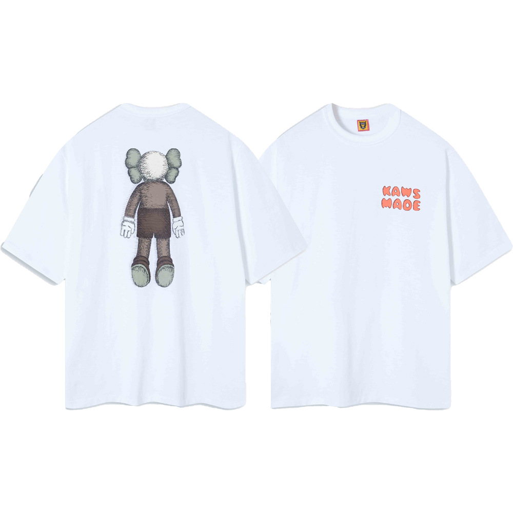 Marca de moda japonesa de bambú pesado algodón suelto pareja de hombre y mujer cilindro camiseta de manga corta media manga TEE