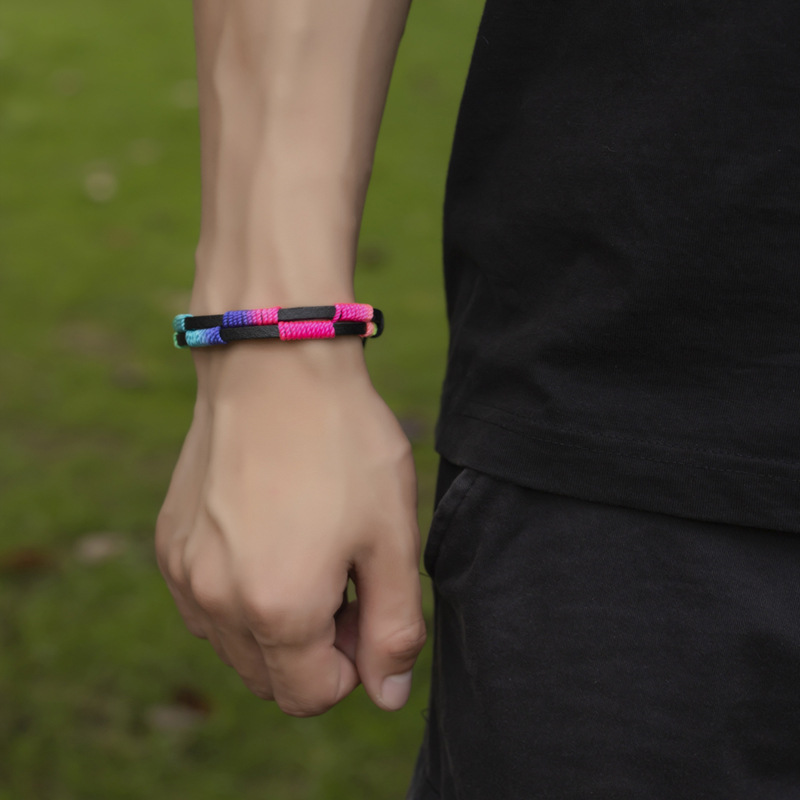 1 Piece Fashion Geometric Pu Leather Nylon thread Wax line Unisex Bracelets