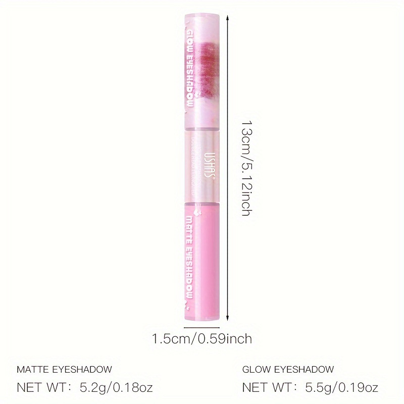 USHAS Sombra de ojos de doble cabeza de punto transfronterizo europeo y americano, brillo fino, sombra de ojos líquida impermeable de gusano de seda de alto brillo LG2591