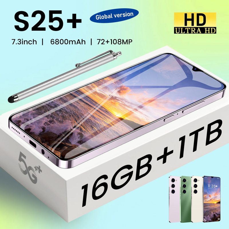 New cross-border mobile phone S25 large screen 7.3 inch Android 13 foreign trade selling factory wholesale smart phones