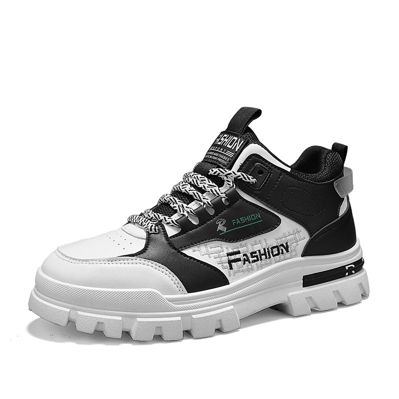 2024 otoño nuevos zapatos de hombre de baja altura de estilo de moda casuales de suela gruesa aumentada de cuero empalmado zapatos de hombre de estilo británico