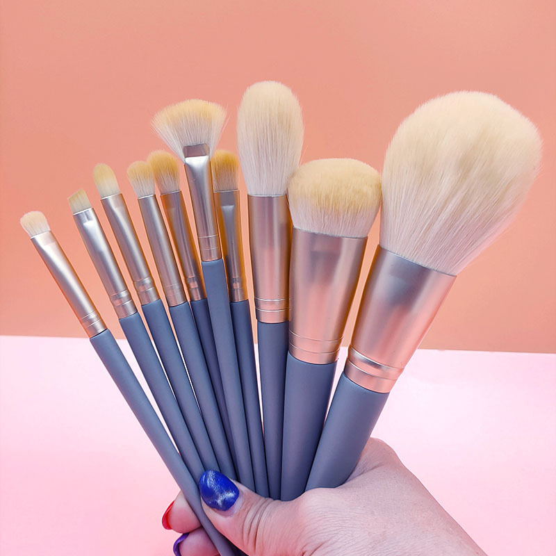 En stock nuevo patrón 10 Blue Bridge pinceles de maquillaje traje polvo suelto en forma de abanico cepillo de sombra de ojos herramientas de belleza conjunto completo de cepillos