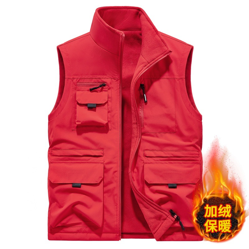 Chaleco de lana impermeable al aire libre abrazadera de caballo transfronteriza fuera de invierno fotografía de pesca multi-bolsillo chaleco de herramienta hombre personalizado