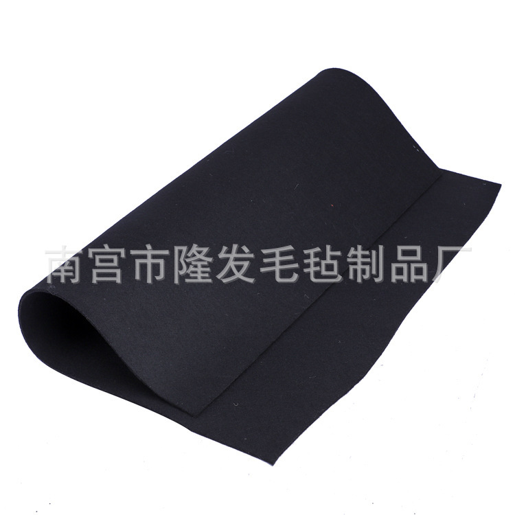 8MM厚黑色毛毡布 丙纶纤维6毫米5毫米的硬质针刺布羊毛毡面料