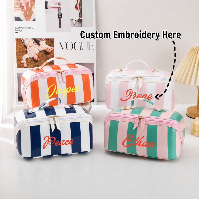 Etsy high-end PVC cosmetic pillow bag, large capacity, high aesthetic value, color-blocking storage bag, lightweight and striped for travel Etsy high-end PVC cosmetic pillow bag, large capacity, high aesthetic value, color-blocking storage bag, lightweight and striped for travel