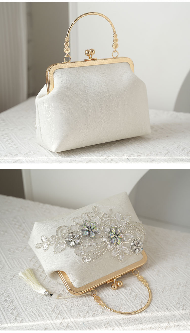 Bolsa de mão da moda Cheongsam Banquet Clutch Bordado Contas Ombro Pérola Corrente Bolsa_voghion.com