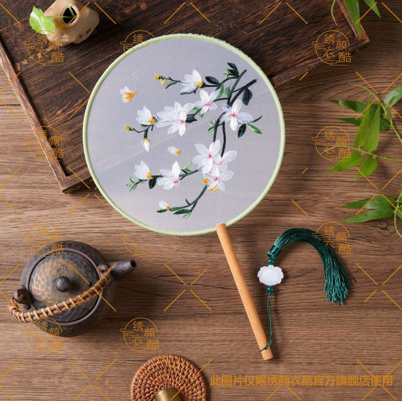 蘇州刺繍古典舞扇 刺繍両面扇子 舞踊漢服 中国風工芸扇 工場直販|undefined