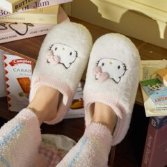 HelloKitty棉拖鞋女款2025新款室内家居防滑保暖KT猫毛拖鞋冬天女