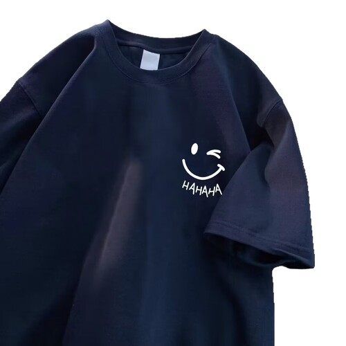 Teenagers loose short-sleeved men's round collar summer new T-shirt men's breathable print Logo base shirt top