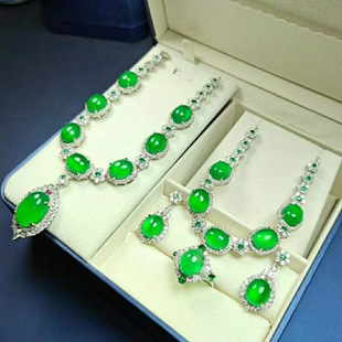 Authentic 925 silver inlaid high quality chalcedony four-piece sweater chain ring earrings pendant suit jewelry high-grade