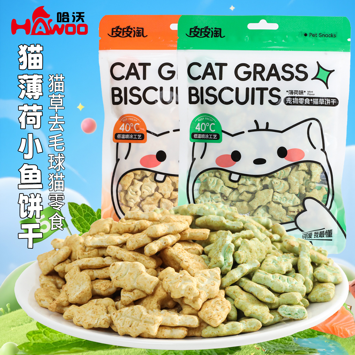 Galletas de Hierba Gatera Havo, Suministros para la Limpieza Dental y Eliminación de Bolas de Pelo en Gatos, Snacks para Mascotas, Venta al Por Mayor