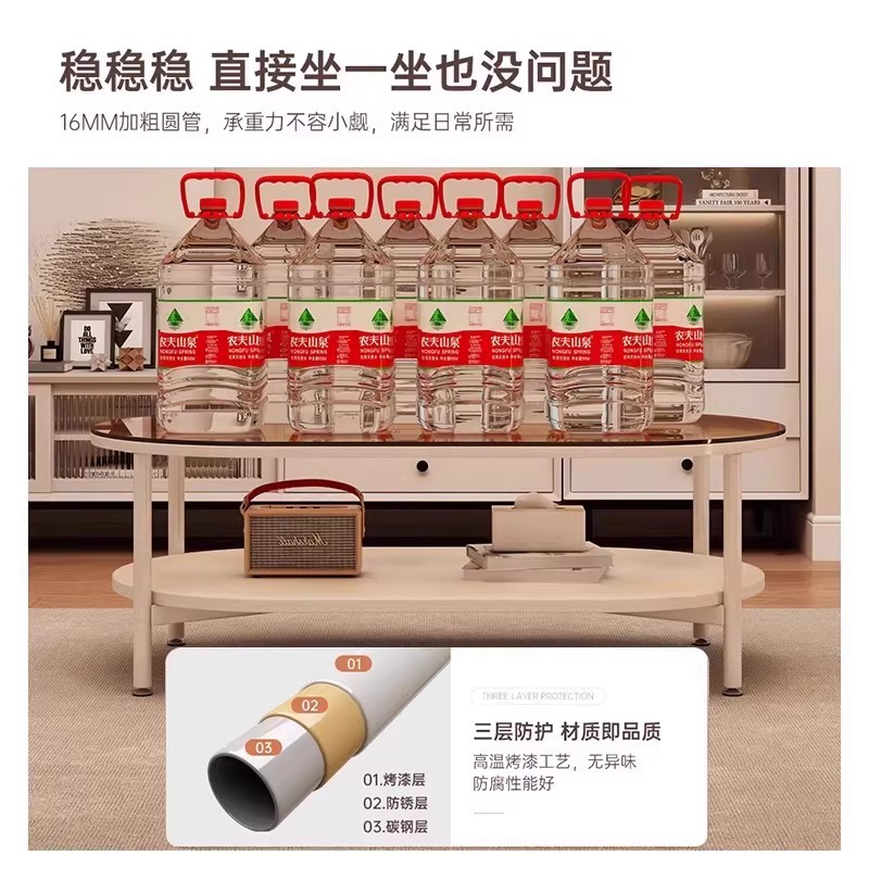 Mesa de té de vidrio temperado sala de estar doméstica tabla de casa pequeña 2025 nuevo estilo de aire crema de alta calidad sofá mesa de té