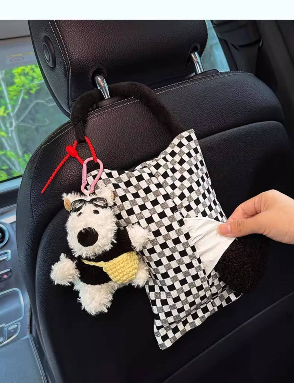 Car Tissue Box, In-Car Tissue Hanging Bag, 2025 New Model, High-End Car Tissue Holder, Beautiful and Cute Doll