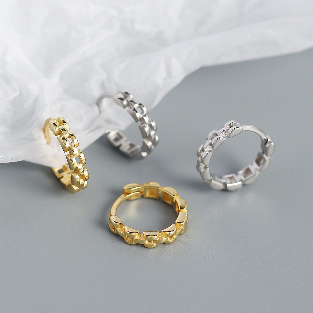 Fashion Geometric Silver Earrings Hollow Out 925 Silver Earrings