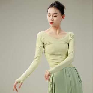 Modern Dance Spring and Summer Dance Practice Clothes Tops Classical Dance Professional Body Training Elegant Long-sleeved Clothing Female Art Test