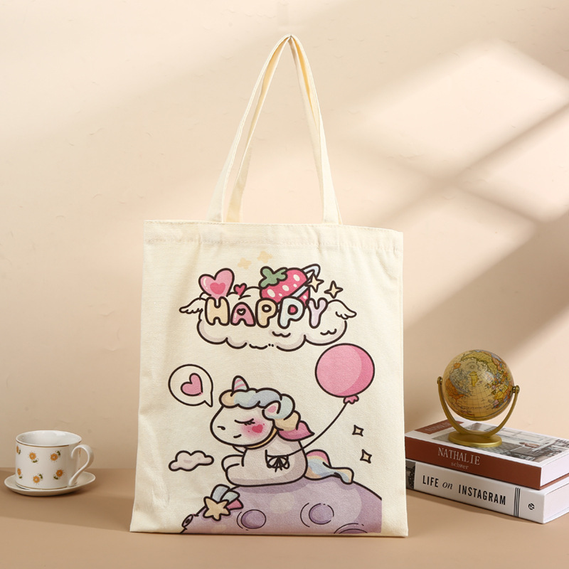 Bolsa de lona portátil personalizada ins Sensación avanzada Bolsa de lona en blanco de un solo hombro Escuela intensiva Impresión de logotipo publicitario